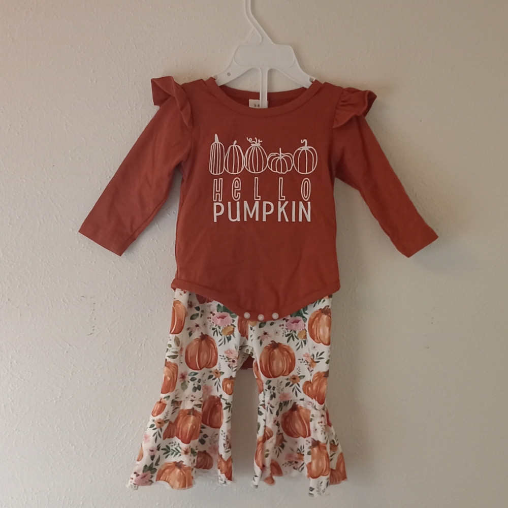 Adorable Pumpkin Kids Outfit - Orange and White